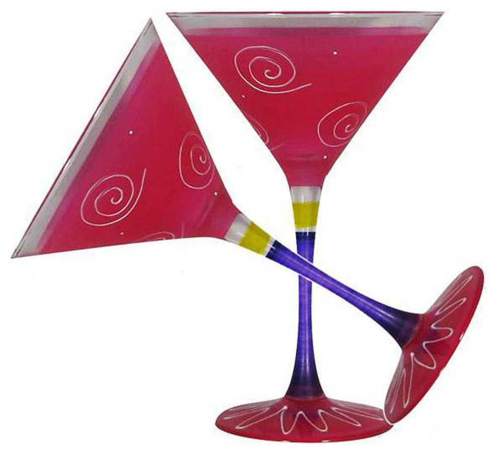 Frosted Curl Pink Martini Glasses, Set of 2