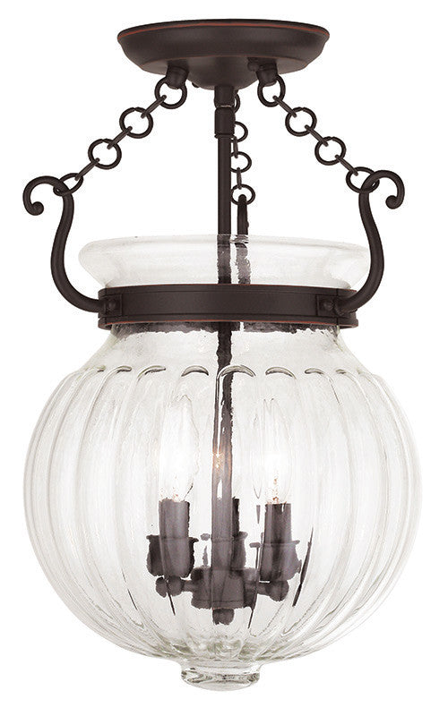 LIVEX LIGHTING 50504-67 3 Light Olde Bronze Ceiling Mount