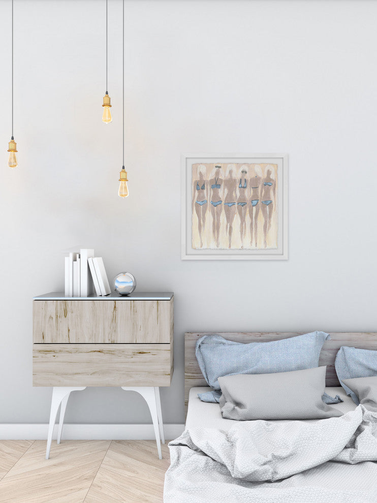 "Tiny Blue Bikinis II" Framed Painting Print, 18"x18"