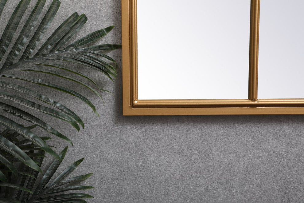Elegant Decor MR622836BR Metal Windowpane Mirror, 28"x36", Brass