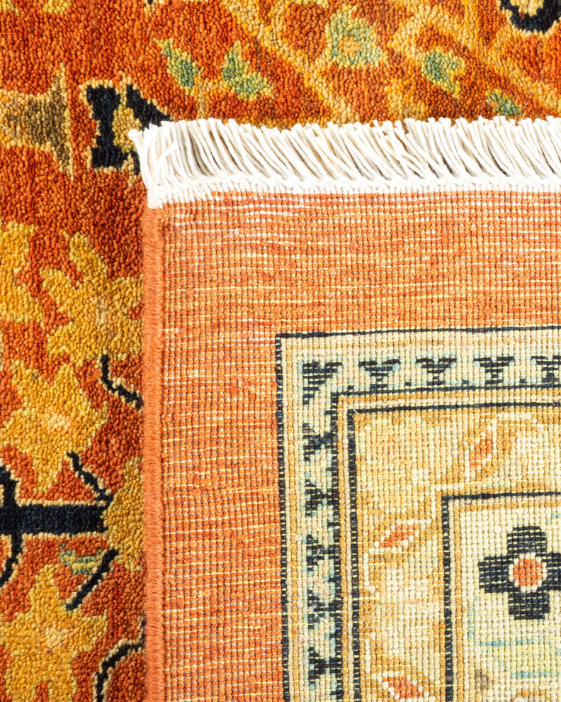 Eclectic, One-of-a-Kind Hand-Knotted Area Rug Orange, 9' 2" x 11' 10"
