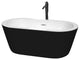 60"Freestanding Tub Black, WH Interior, Chrome Trim, Floor Mounted Faucet Black