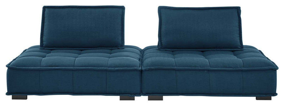 Tufted Loveseat Sofa Set, Fabric, Navy Blue, Modern, Living Lounge Hospitality
