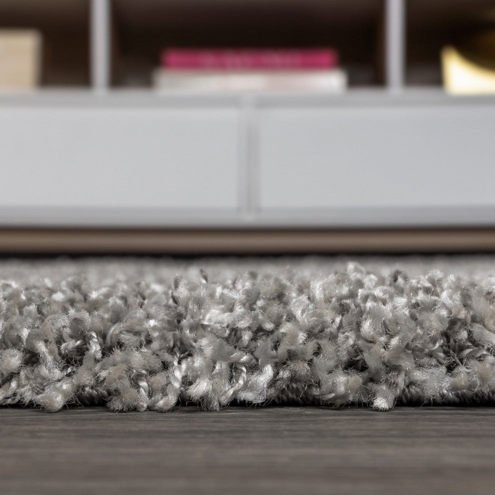 Mercer Shag Plush Tassel Area Rug, Grey, 2 X 8