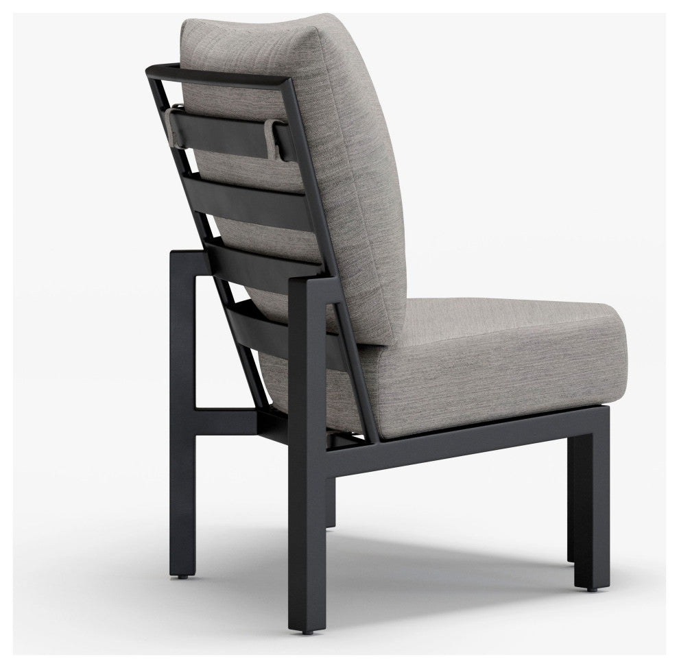 Stanford Cushion Outdoor Corner Chair, Textured Pewter