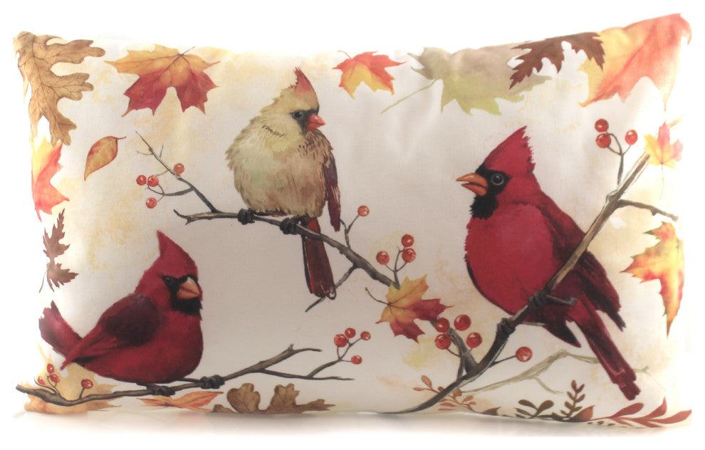 Fall Fall Cardinal Pillow Cotton Autumn Leaves R60701