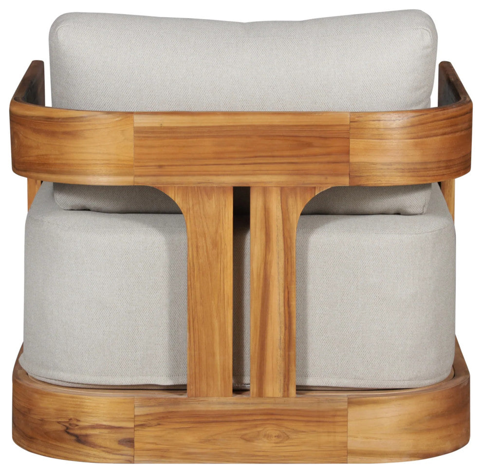 Paradiso Outdoor Solid Teak Swivel Chair - Gray Fabric