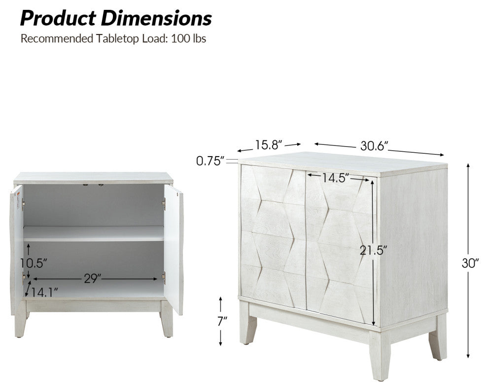 Mabel 2-Door Accent Cabinet With Adjustable Shelves Set of 2, White