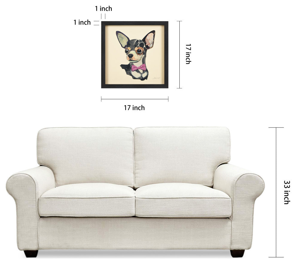 Chihuahua Dog Dimensional Handmade Collage Wall Art Framed Under Glass