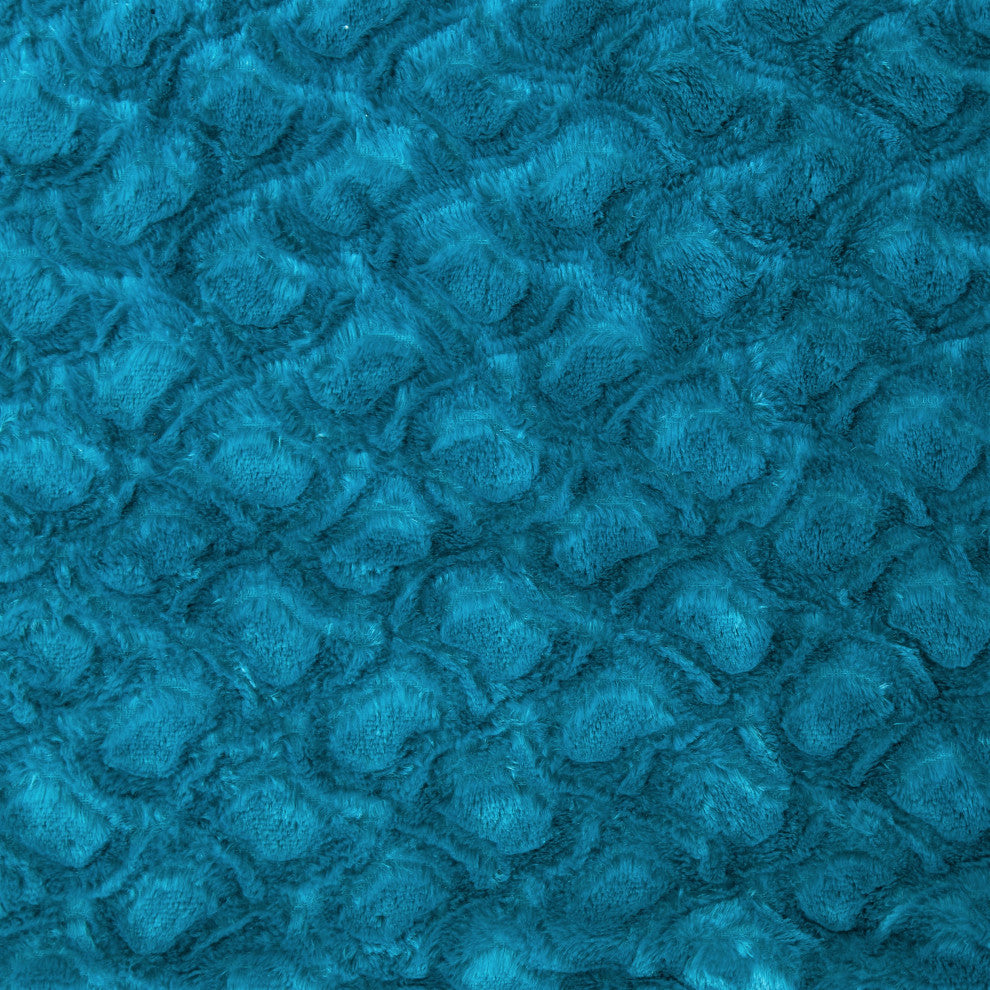 Luxury Faux Fur Euro Throw Pillow Covers, Mermaid Scales Teal Green, 26" X 26"