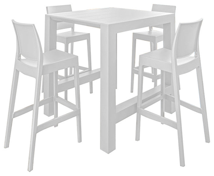 Vegas Maya 5-Piece Bar Set With 39"-55" Extendable White