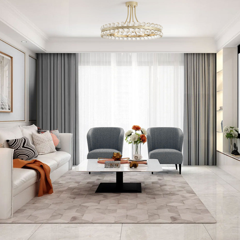 Cervine 8-Light Wagon Wheel Crystal Semi-Flush Mount, Brushed Champagne Silver