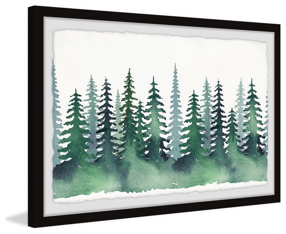 "Green Pine Forest" Framed Painting Print, 24x16