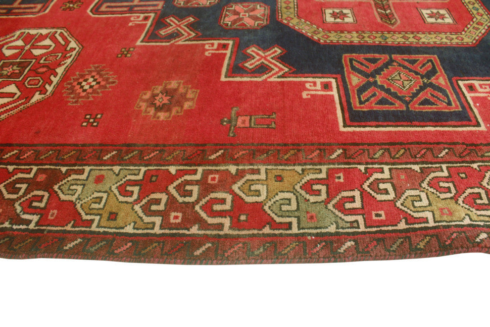 Fine Vintage Distressed Abigay Red/Navy Runner, 4'7x11'2