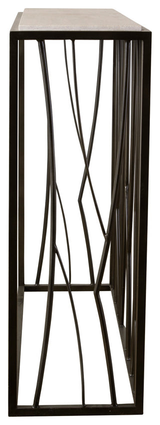 Modern Organic Shape Branch Block Console Table Iron White Travertine Top Open