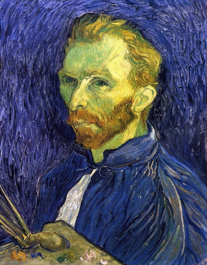 Vincent Van Gogh Self Portrait With Pallette, 21"x28" Wall Decal