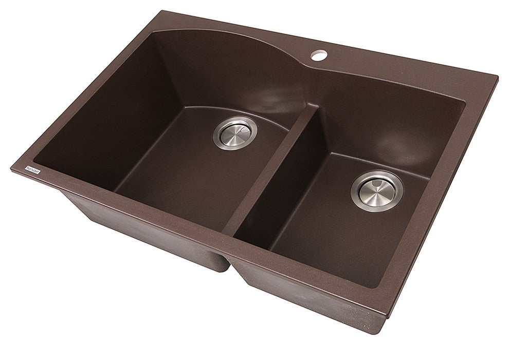 Nantucket Sinks 60/40 Double Bowl Dual-Mount Granite Composite, Brown