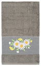 Linum Home Textiles Turkish Cotton Daisy Embellished Bath Towel, Dark Gray
