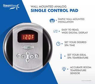 SteamSpa Programmable Control Panel with Presets in Brushed Nickel