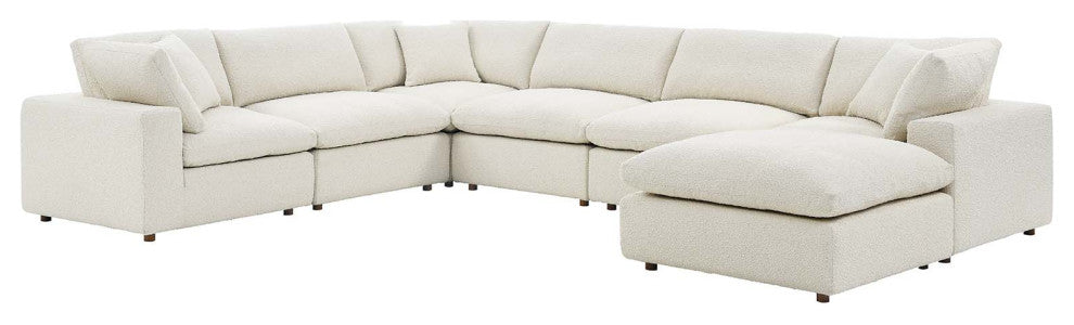 Commix Down Filled Overstuffed Boucle 7-Piece Sectional Sofa, Ivory