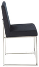 High Back Fuji Dining Chair, Stainless Steel/Black Velvet, Set of 2