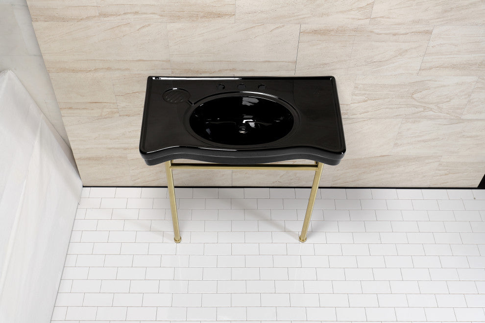 Fauceture VPB28140W87K 36" Ceramic Console Sink, Legs