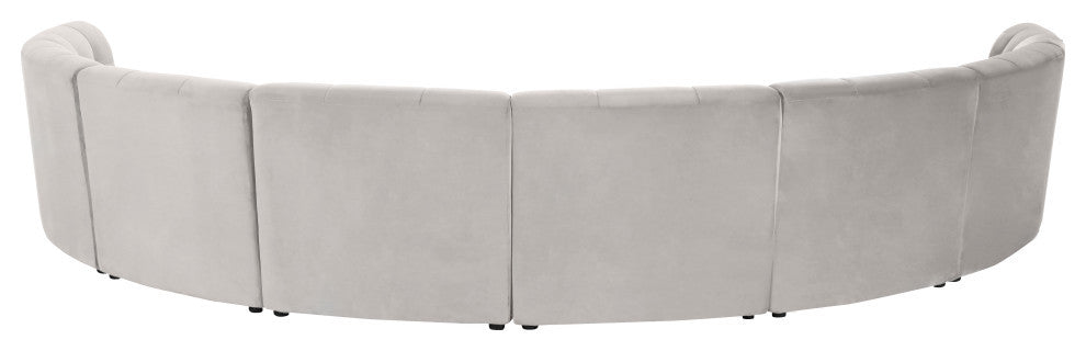 Limitless Velvet Upholstered 8-Piece Modular Sectional, Cream