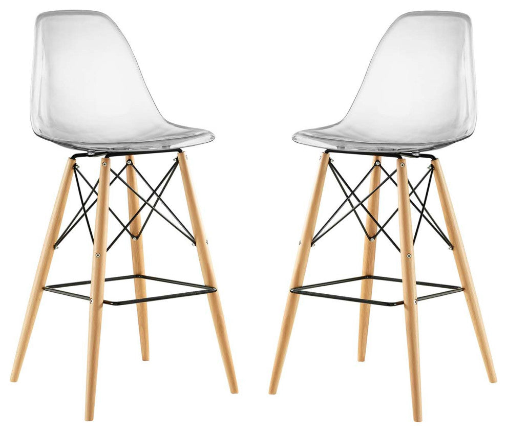 Modern Clear Pyramid Dining Side Bar Stool Set of 2