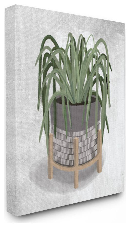 Friendly Spider Plant Grey Green Painting, 24"x30"