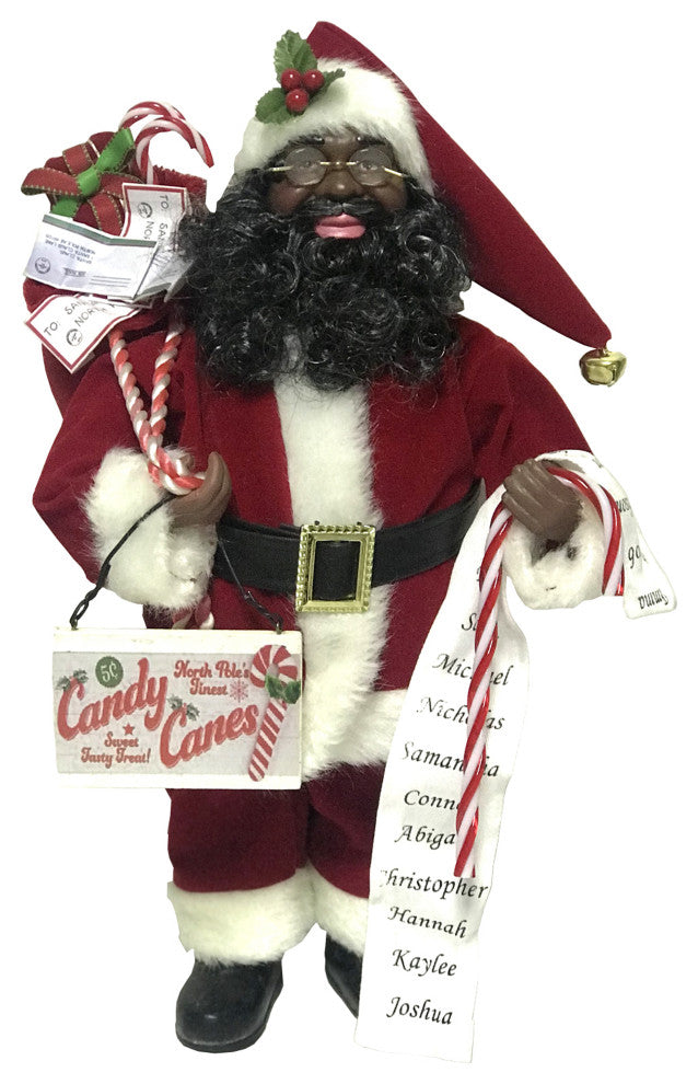 15" Black Candy Cane Claus