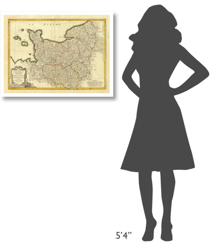 "Normandie, Maine, Perche, 1791" Digital Paper Print by Rigobert Bonne, 32"x24"