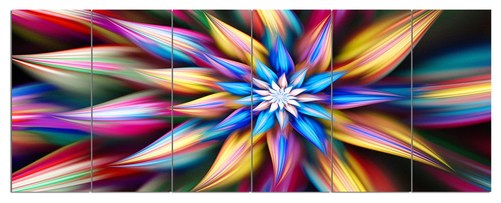 Exotic Multi Color Flower Petals, Floral Canvas Art Print, 70"x28", 6 Panels