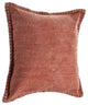 Ox Bay Handwoven Clay Bordered Organic Cotton Pillow Cover, 24"x24"