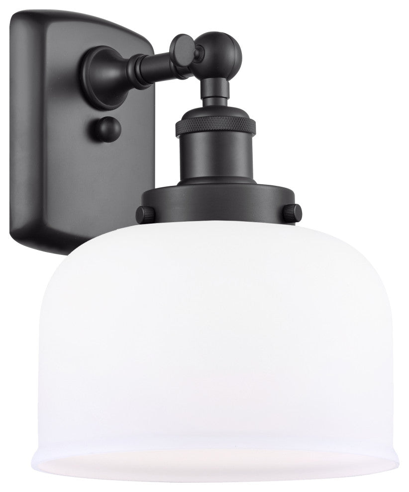 Large Bell 1-Light Sconce, Matte Black, Matte White