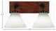 Oxbridge 2-Light Bath Bar, Matte Black & Painted Wood-look Metal/White Muslin