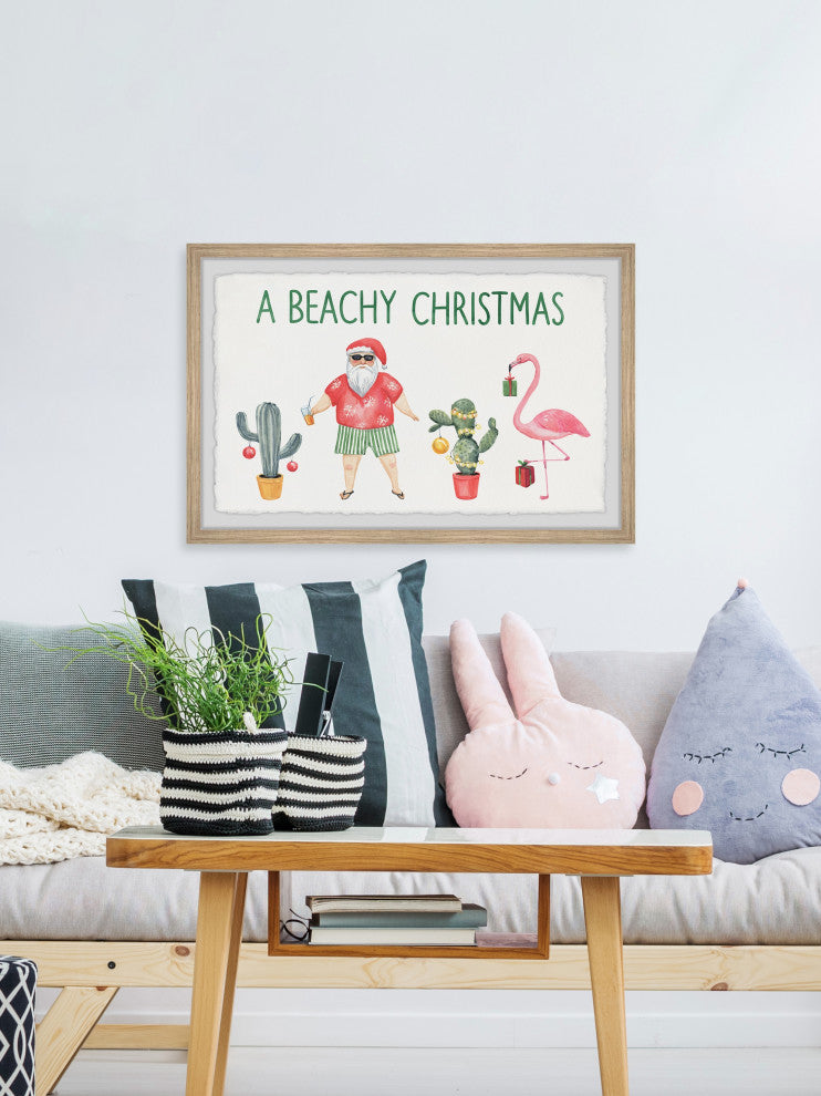 "Merry Beachy Christmas" Framed Painting Print, 45x30