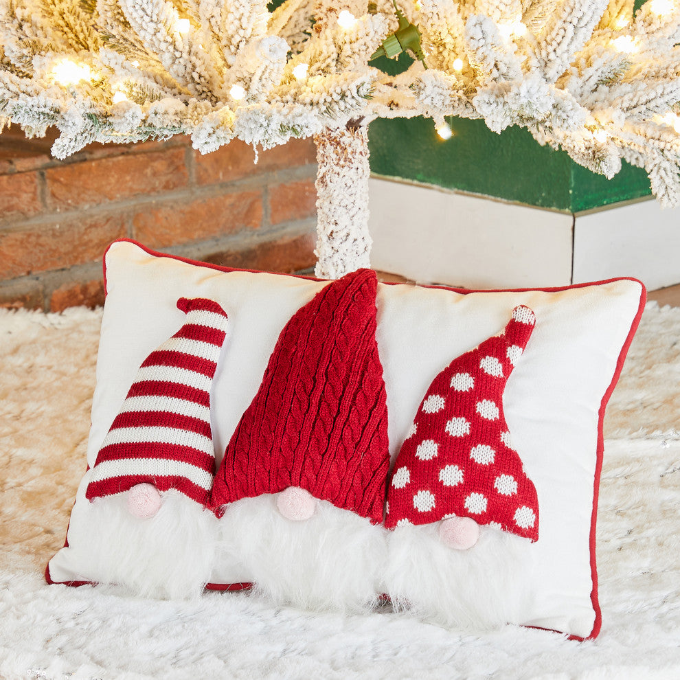 18''L 3D Heavy Cotton Knitted Gnome Pillow