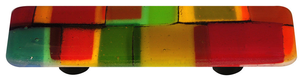 Art Glass Rectangle Mosaic Pull, Alum Post, Mosaic Autumn