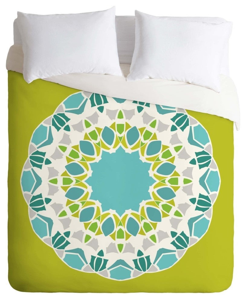 Deny Designs Karen Harris Mod Medallion Green Duvet Cover - Lightweight