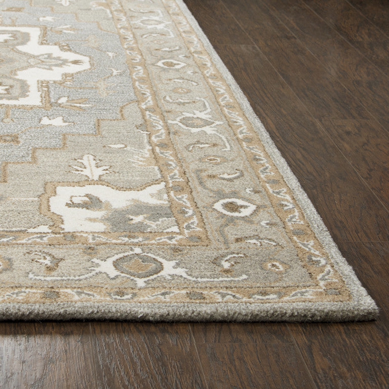 Rizzy Home Suffolk SK323A Gray Oriental Medallion Area Rug, Rectangular 8'x10'