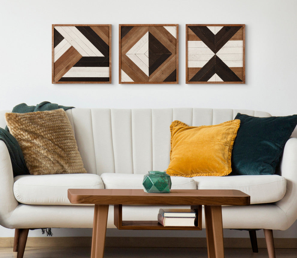 Ballez Wood Plaque Art Set, Multi/Brown 3 Piece