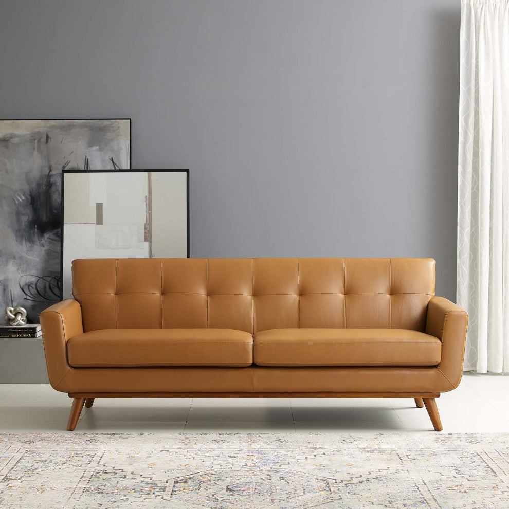 Sofa, Leather, Tan, Modern, Living Lounge Room Hotel Lobby Hospitality