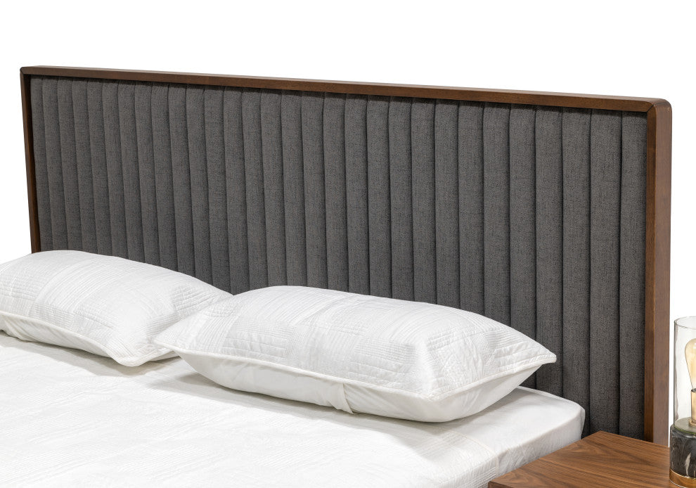Nova Domus Metcalf Mid-Century Walnut and Gray Bedroom Set, Queen