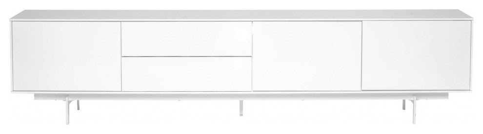 82" White Manufactured And Wood Cabinet Enclosed Storage TV Stand