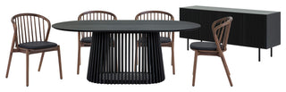 Pasadena Echo 6-Piece Oval Dining Set, Buffet Black Oak Walnut Finish Chairs