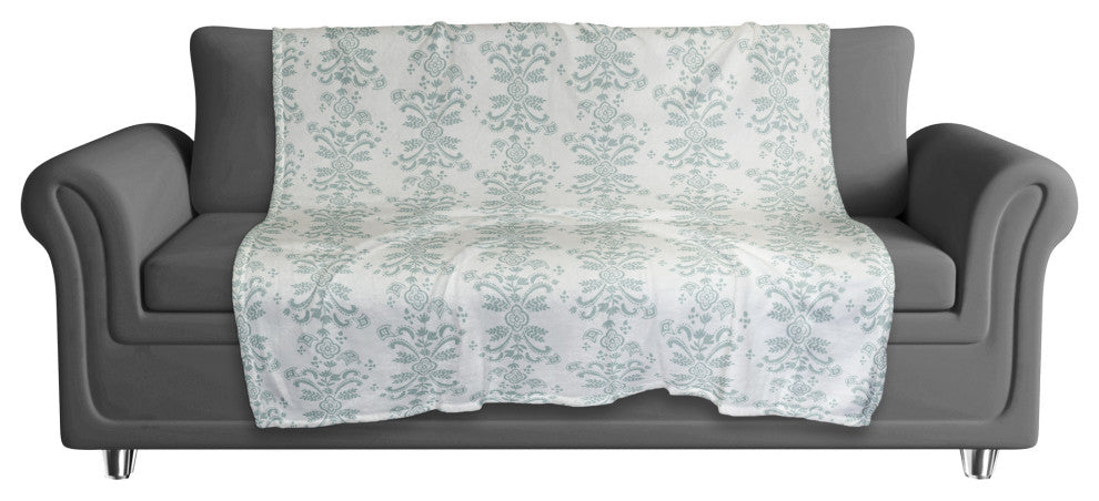 Blue Floral Crest 50x60 Coral Fleece Blanket