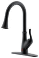 Runfine Hands Free Single-Handle Pull down Sprayer Kitchen Faucet, Matte Black