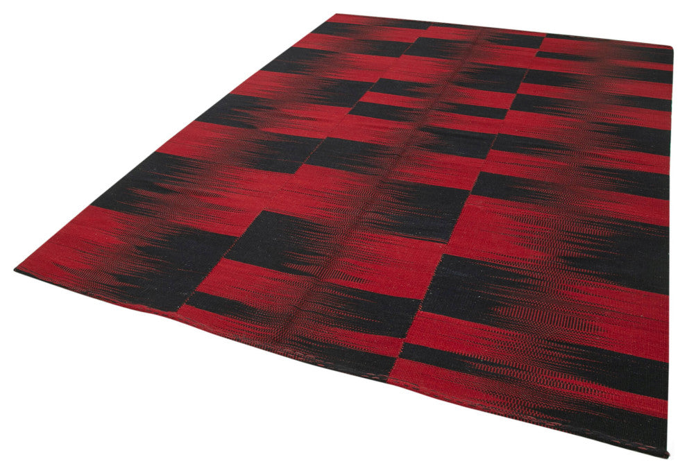 Rug N Carpet - Handmade Oriental 6' 11'' x 9' 2'' Modern Design Wool Kilim Rug
