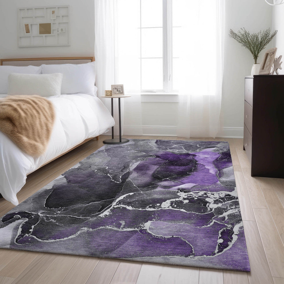 Premium Machine Washable Mayfield AMF503 Purple 9' x 12' Rug