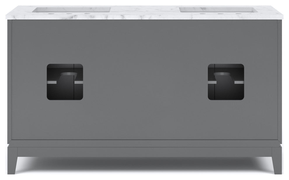 Elizabeth 60" Double Sink Carrara White Marble Vanity, Cashmere Gray